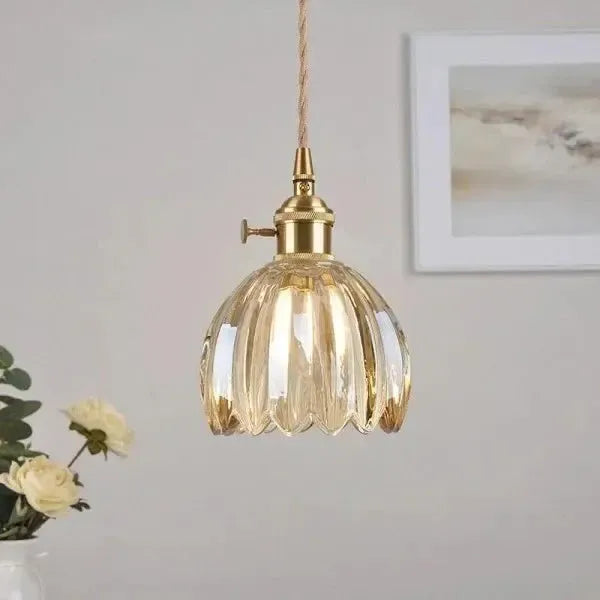 Sylara Glass Pendant Light With Flower Shape For Dining Areas