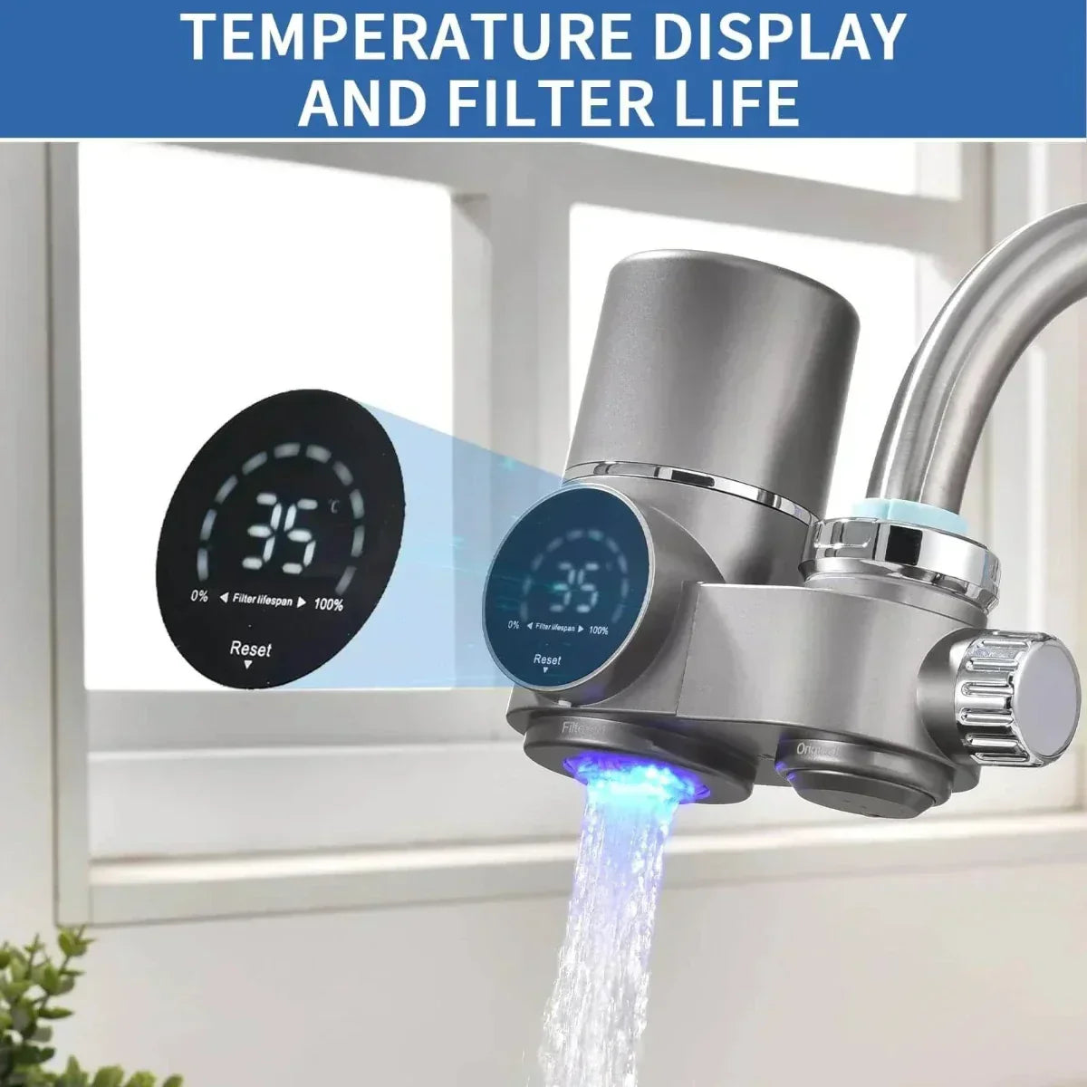 ClearView LED Faucet Water Filter — Digital Display, Mineral Retention, Contaminant Removal