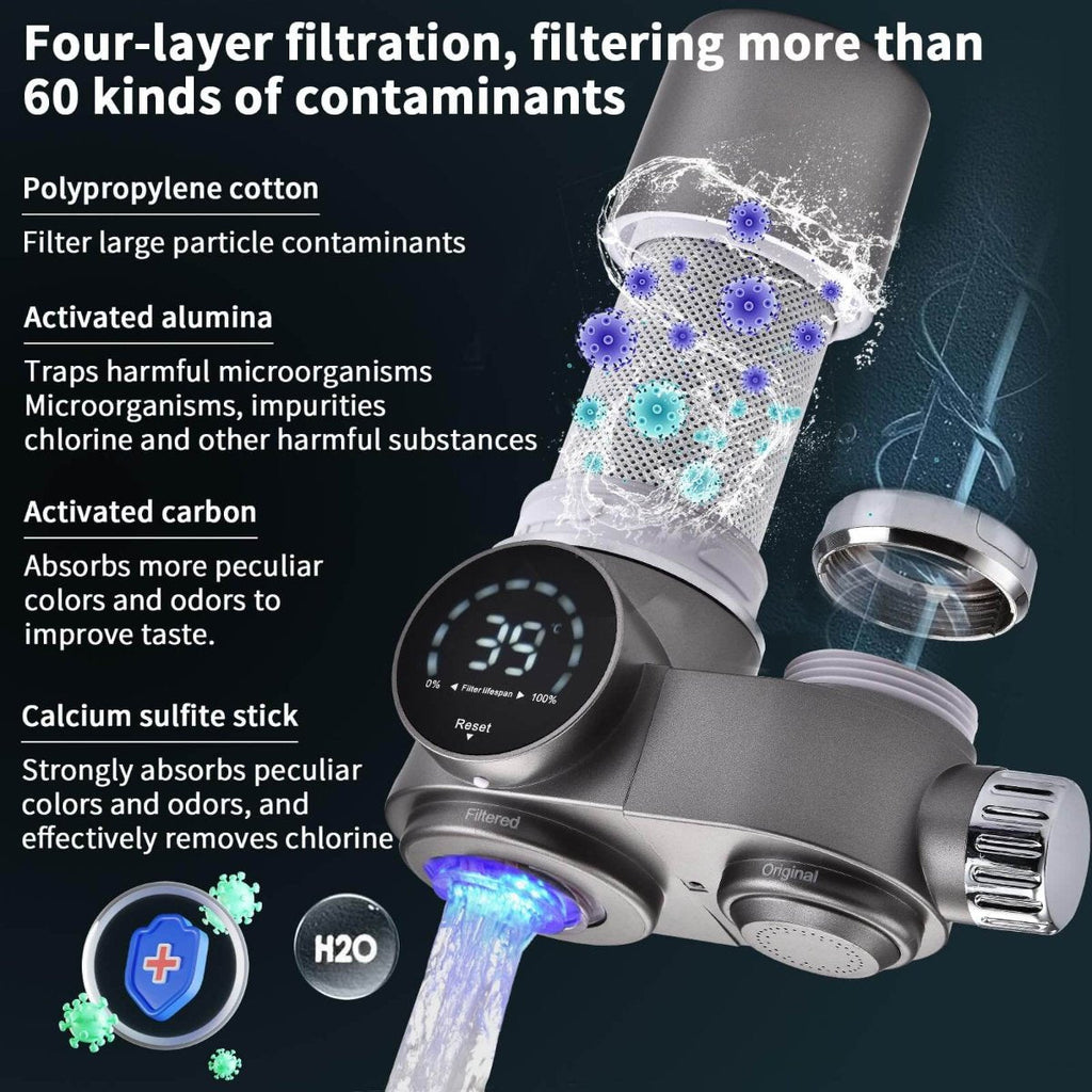 ClearView LED Faucet Water Filter — Digital Display, Mineral Retention, Contaminant Removal
