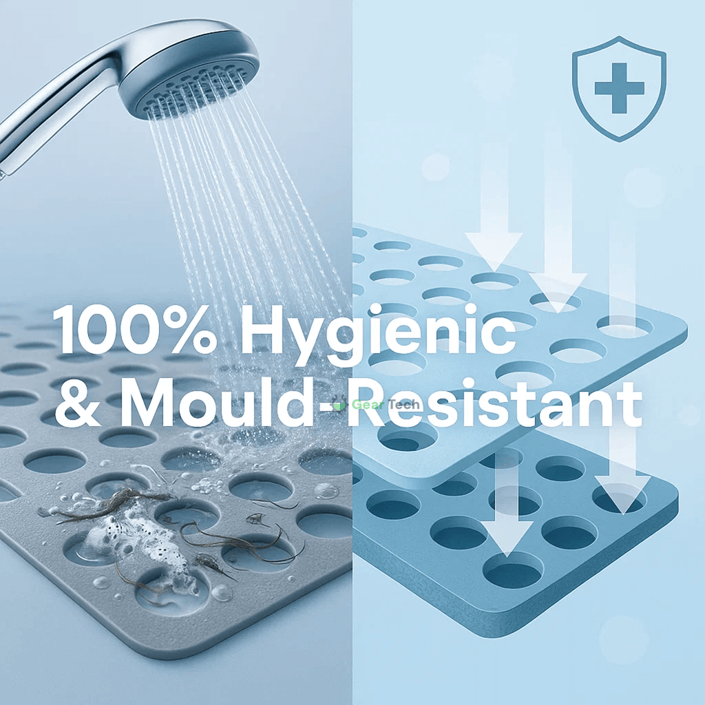 HydraSafe mögelresistent duschmatta — halkfri, stark sugkoppshållning