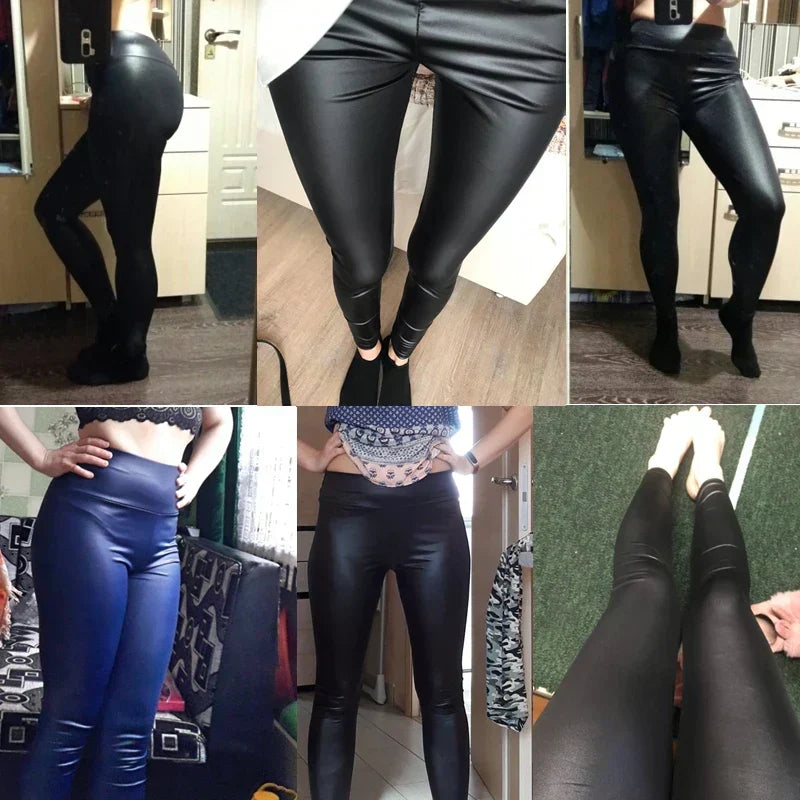 LuxeSculpt High-Waist-Leggings aus flüssigem Leder bis zum Knöchel