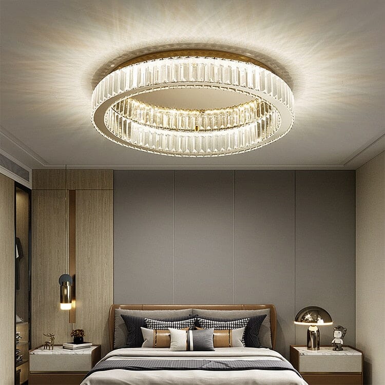 Lampe lustre circulaire en cristal Penelope - éclairage doux et romantique