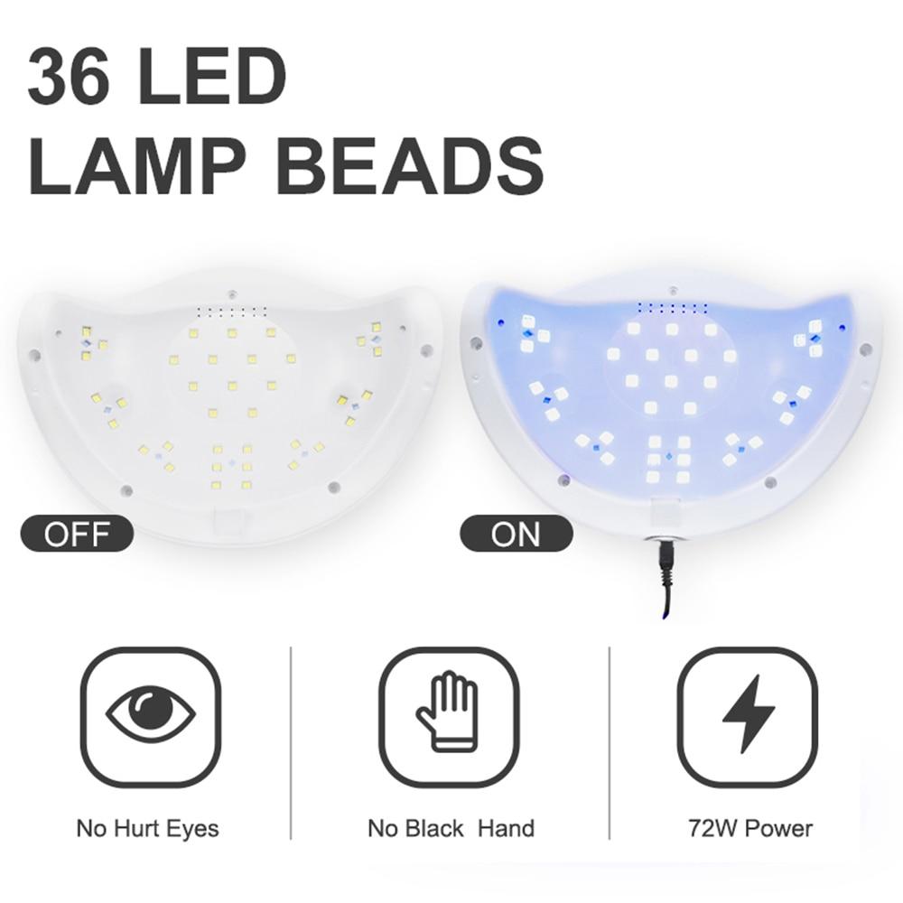 مصباح أظافر LumaPro بالأشعة فوق البنفسجية LED بقدرة 72W — مؤقت LCD، وضع حرارة منخفضة لمدة 99 ثانية، مستشعرات بالأشعة تحت الحمراء