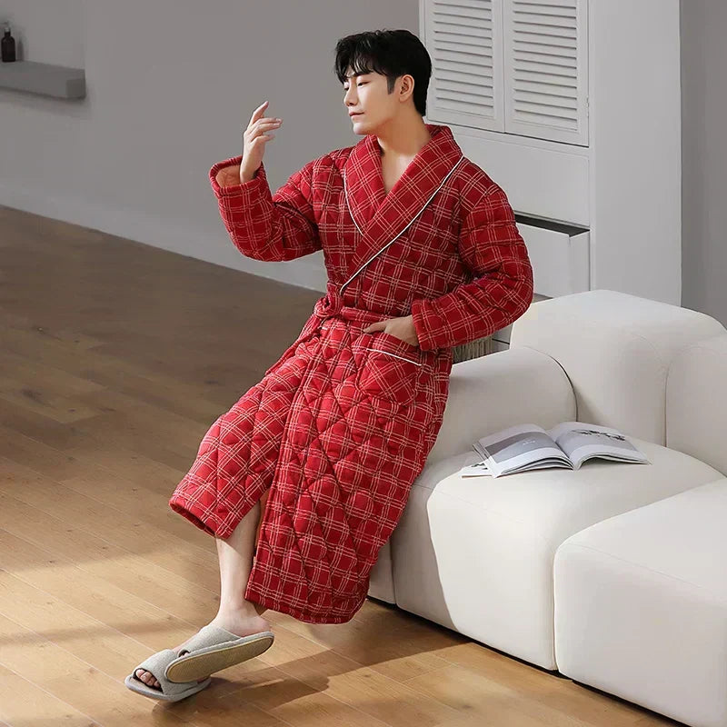 Frosthaven Quilted Winter Bathrobe — Triple-Layer Warmth Construction