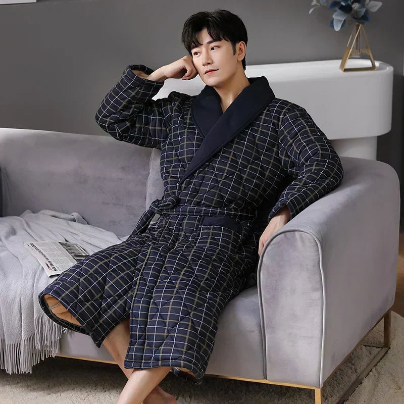 Frosthaven Quilted Winter Bathrobe — Triple-Layer Warmth Construction