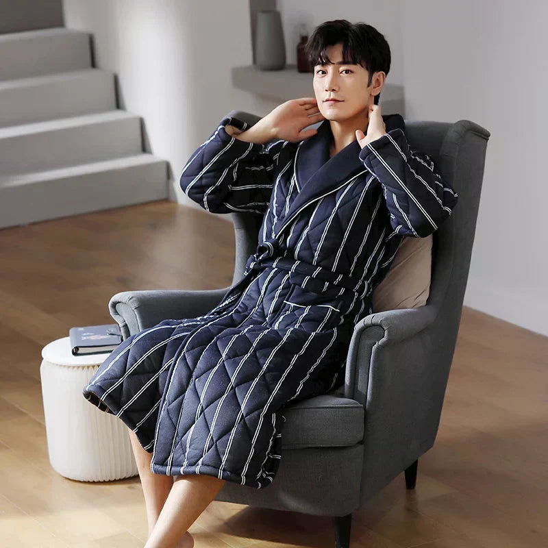 Frosthaven Quilted Winter Bathrobe — Triple-Layer Warmth Construction