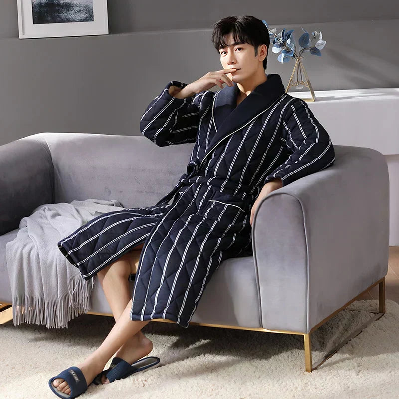 Frosthaven Quilted Winter Bathrobe — Triple-Layer Warmth Construction