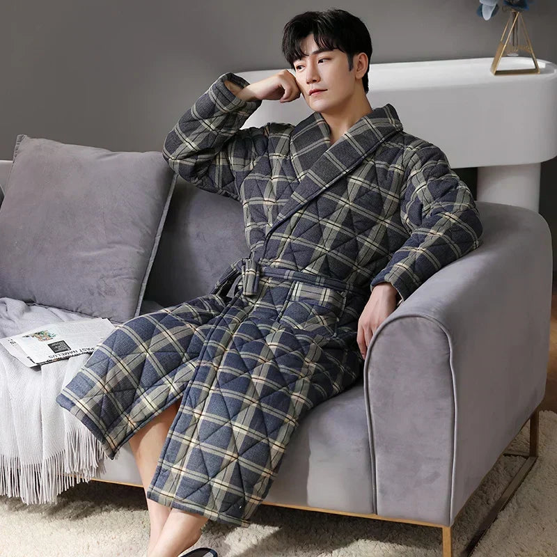 Frosthaven Quilted Winter Bathrobe — Triple-Layer Warmth Construction