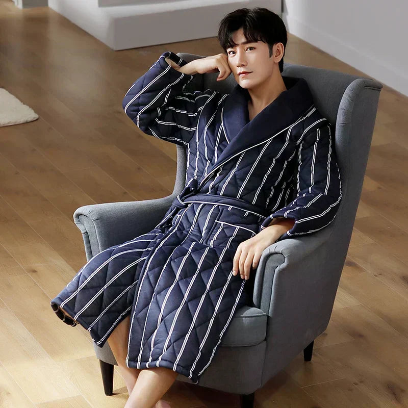 Frosthaven Quilted Winter Bathrobe — Triple-Layer Warmth Construction