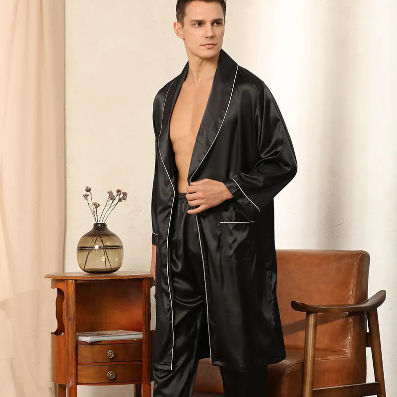 Men's Smooth Satin Robe & Loungewear Set