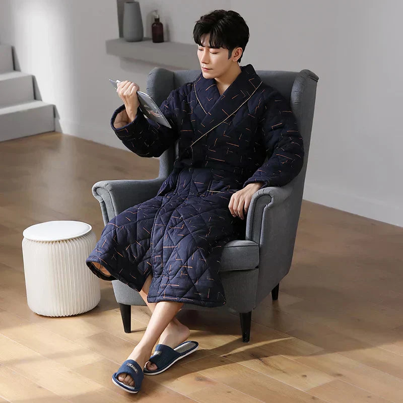 Frosthaven Quilted Winter Bathrobe — Triple-Layer Warmth Construction