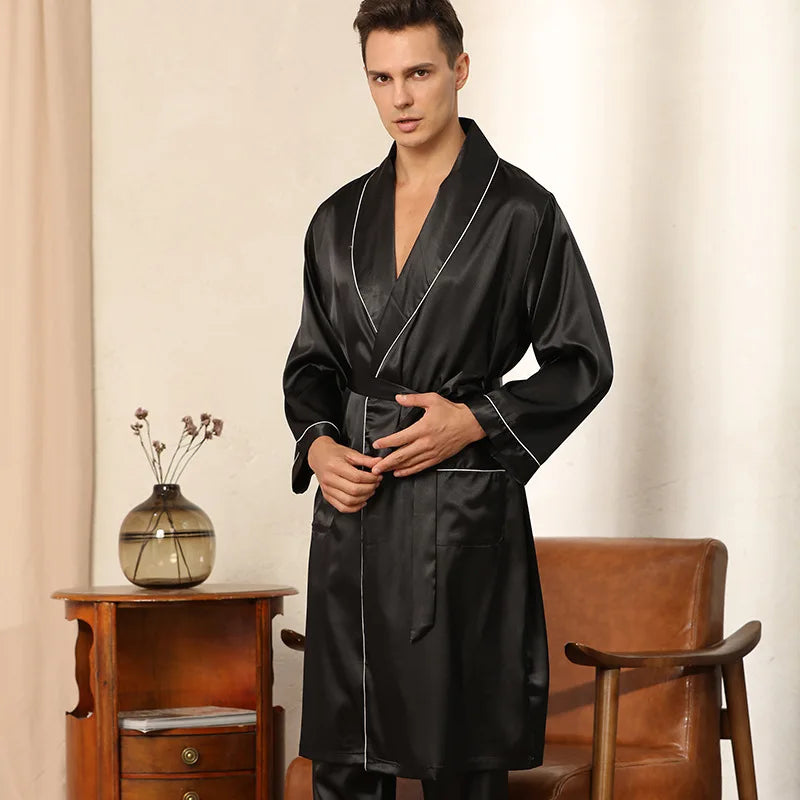 Men's Smooth Satin Robe & Loungewear Set