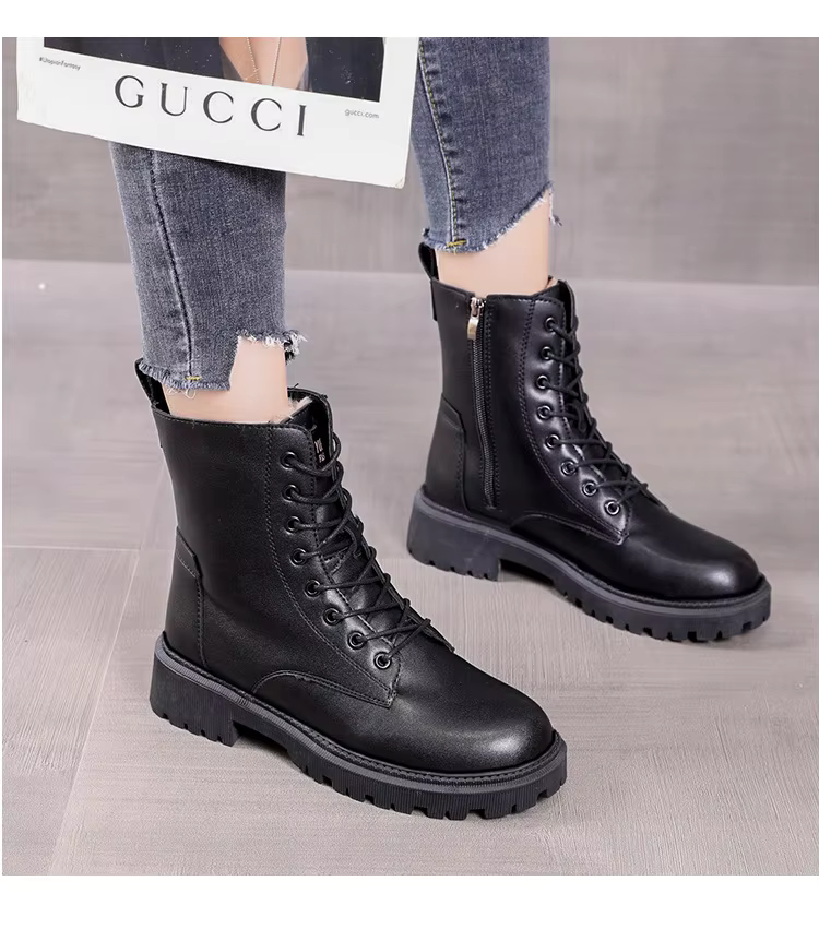 Stilvolle schwarze Stiefel von Élodie Lavin - Rutschfeste Wintersohle
