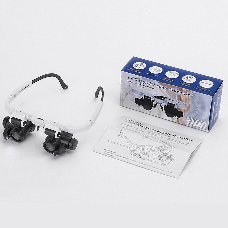 Lunettes-loupes LED ClariVue — Double éclairage, luminosité et grossissement réglables