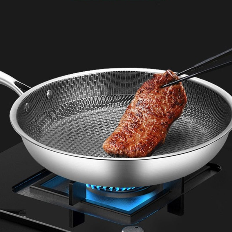 KitchenPro Kratzfeste Edelstahl-Bratpfanne mit Antihaftbeschichtung