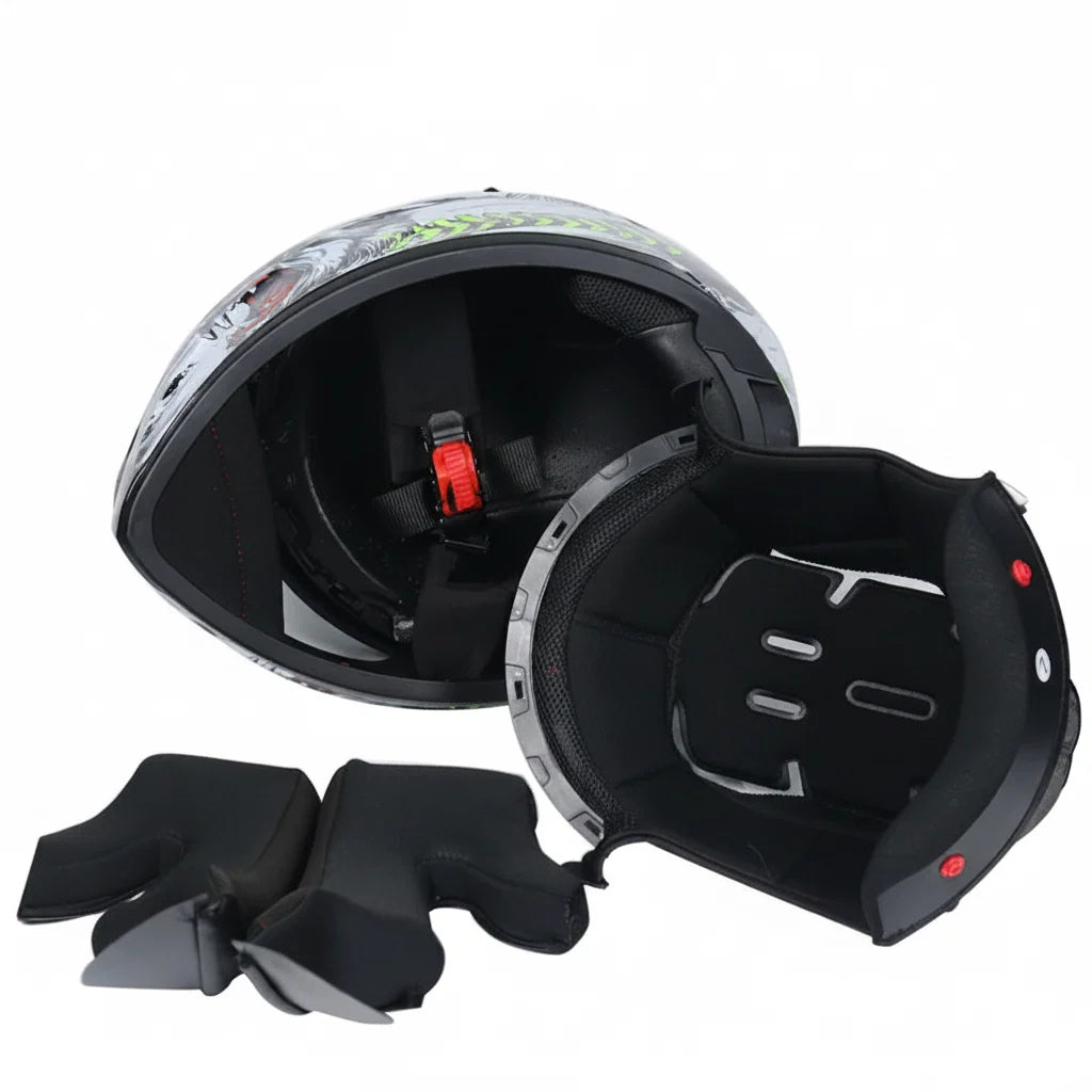 Full-Face Racing Motorcycle Helmet — Integrated Dual Visor System