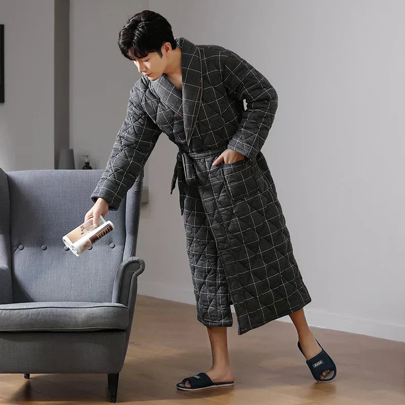 Frosthaven Quilted Winter Bathrobe — Triple-Layer Warmth Construction