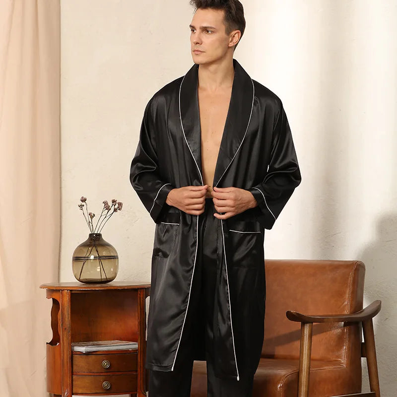 Men's Smooth Satin Robe & Loungewear Set