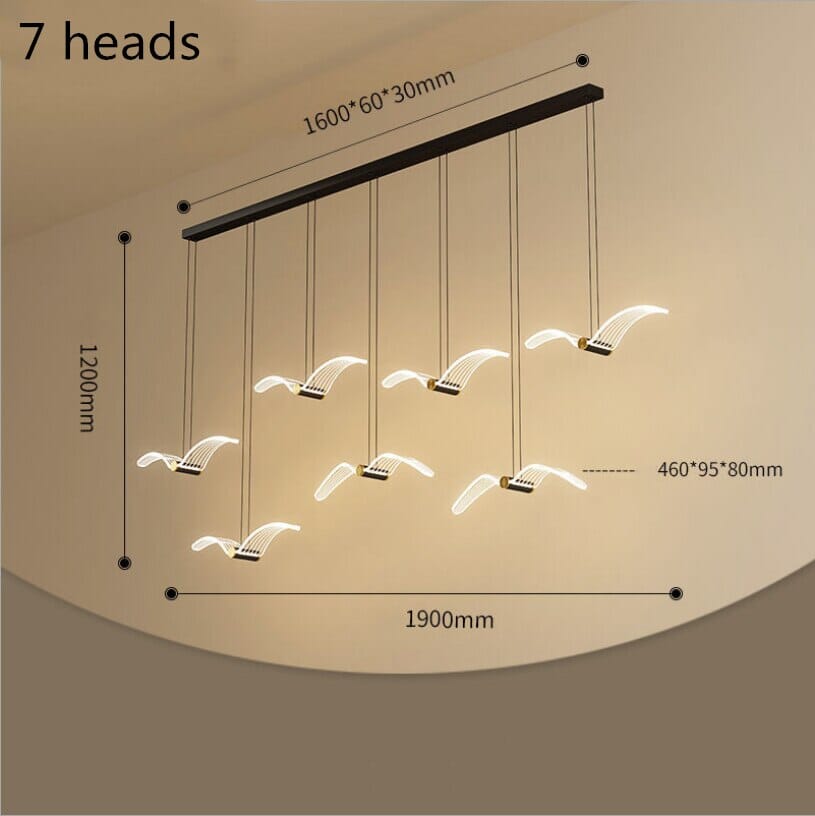 Marinell Copper Dining Chandelier With Seagull-Inspired Design