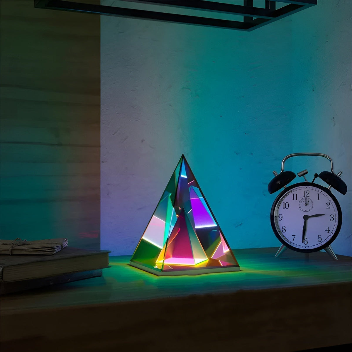 Crystal Light Pyramid — Mesmerizing Neon Color Display