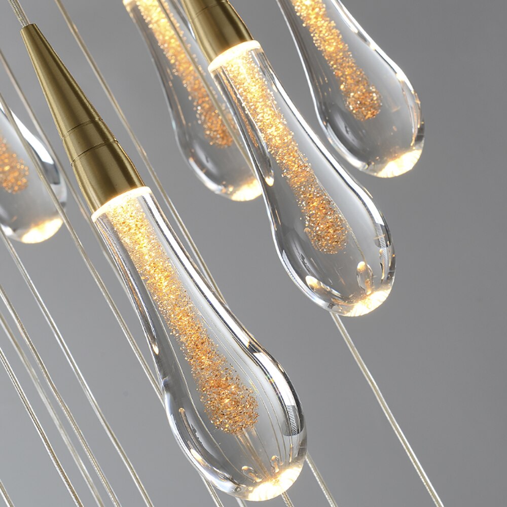 Candeeiro suspenso Vanndråpe — Design escultural com queda de luz LED