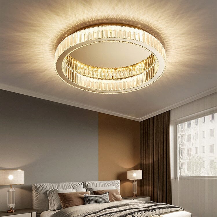 Lampe lustre circulaire en cristal Penelope - éclairage doux et romantique