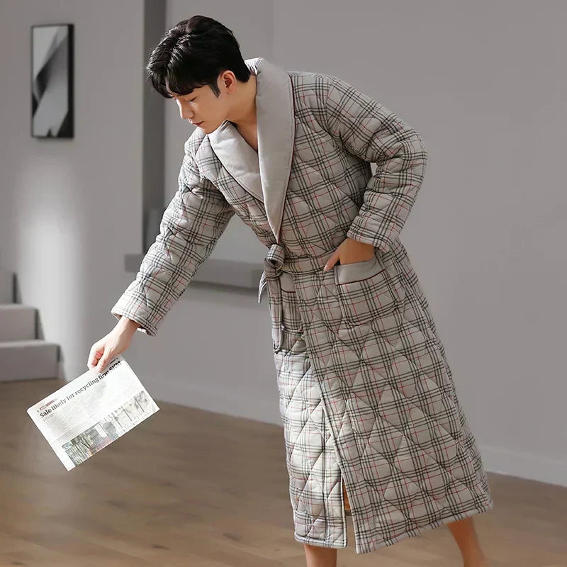 Frosthaven Quilted Winter Bathrobe — Triple-Layer Warmth Construction