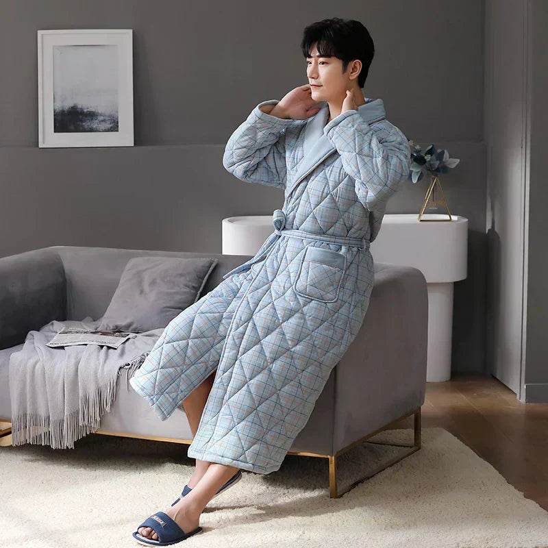 Frosthaven Quilted Winter Bathrobe — Triple-Layer Warmth Construction