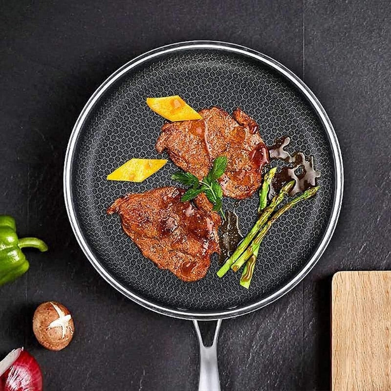 KitchenPro Kratzfeste Edelstahl-Bratpfanne mit Antihaftbeschichtung