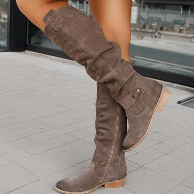 Gisela Damen-Lederstiefel mit Schaft bis zum Knie — Warm und bequem
