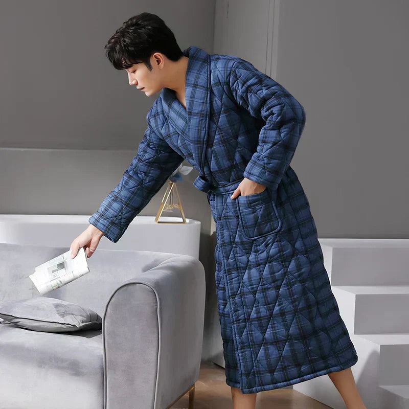 Frosthaven Quilted Winter Bathrobe — Triple-Layer Warmth Construction