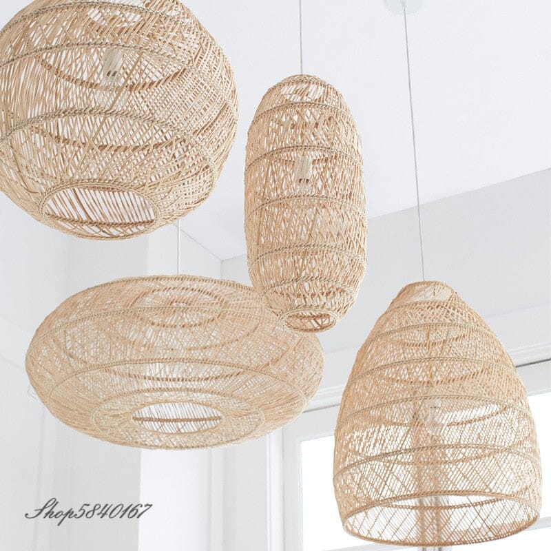 Zarela Rattan Pendant Lamp With LED Glow Adjustable Ceiling Light