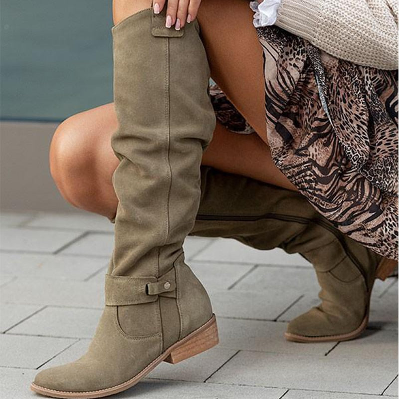 Gisela Damen-Lederstiefel mit Schaft bis zum Knie — Warm und bequem