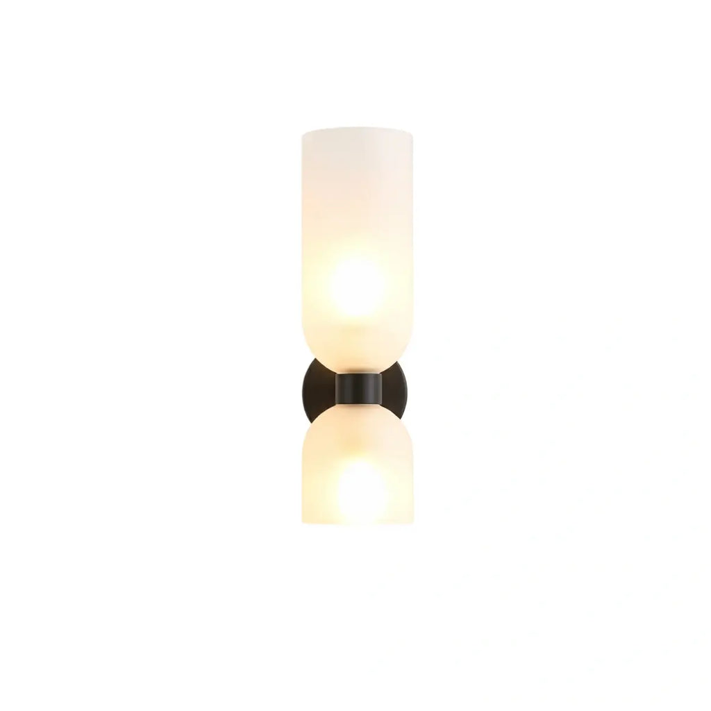 Moderní skleněná nástěnná lampa - bílá/modrá/šedá válcová s dvojitou hlavou pro ložnici - Flindria