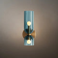 Moderní skleněná nástěnná lampa - bílá/modrá/šedá válcová s dvojitou hlavou pro ložnici - Flindria