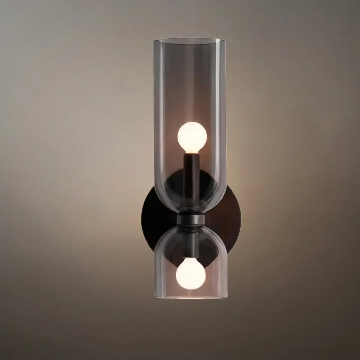 Moderní skleněná nástěnná lampa - bílá/modrá/šedá válcová s dvojitou hlavou pro ložnici - Flindria