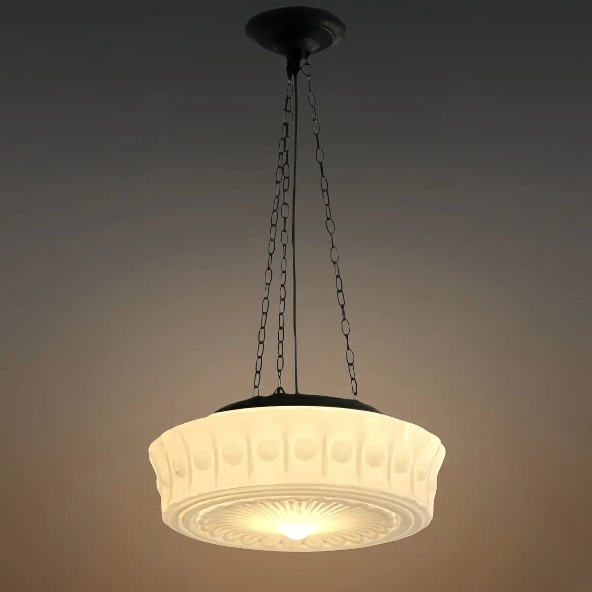 Vintage Glass Pendant Light - White/Beige for Living Room - Flindria