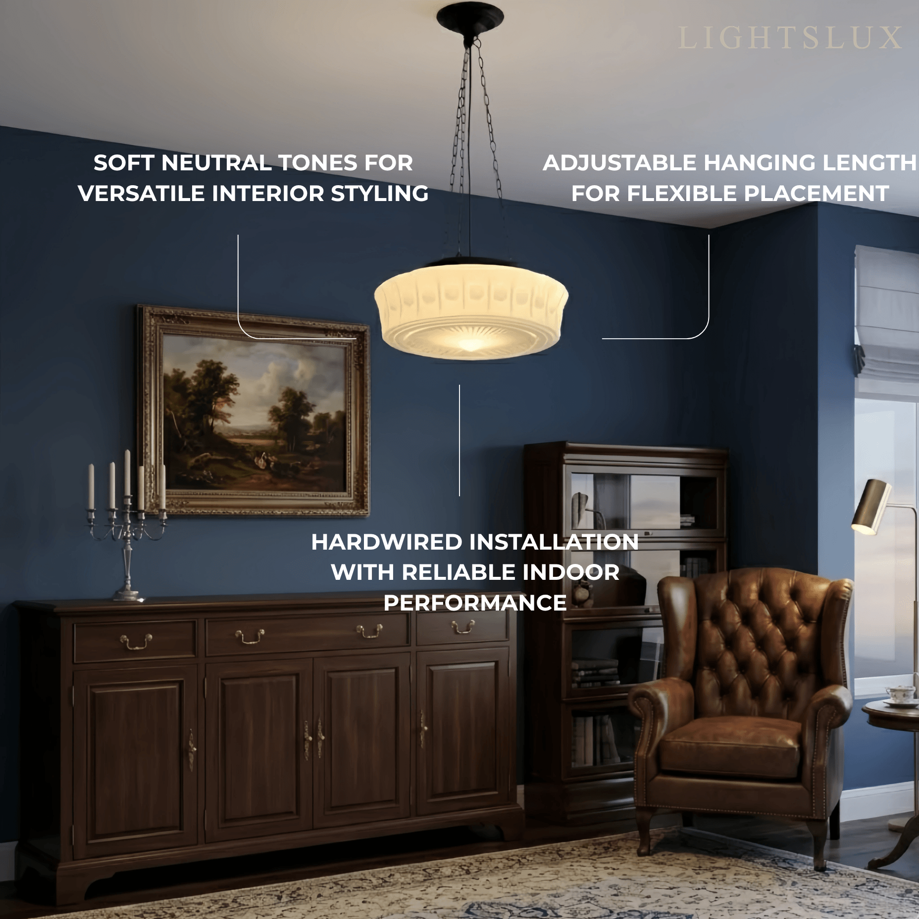 Vintage Glass Pendant Light - White/Beige for Living Room - Flindria