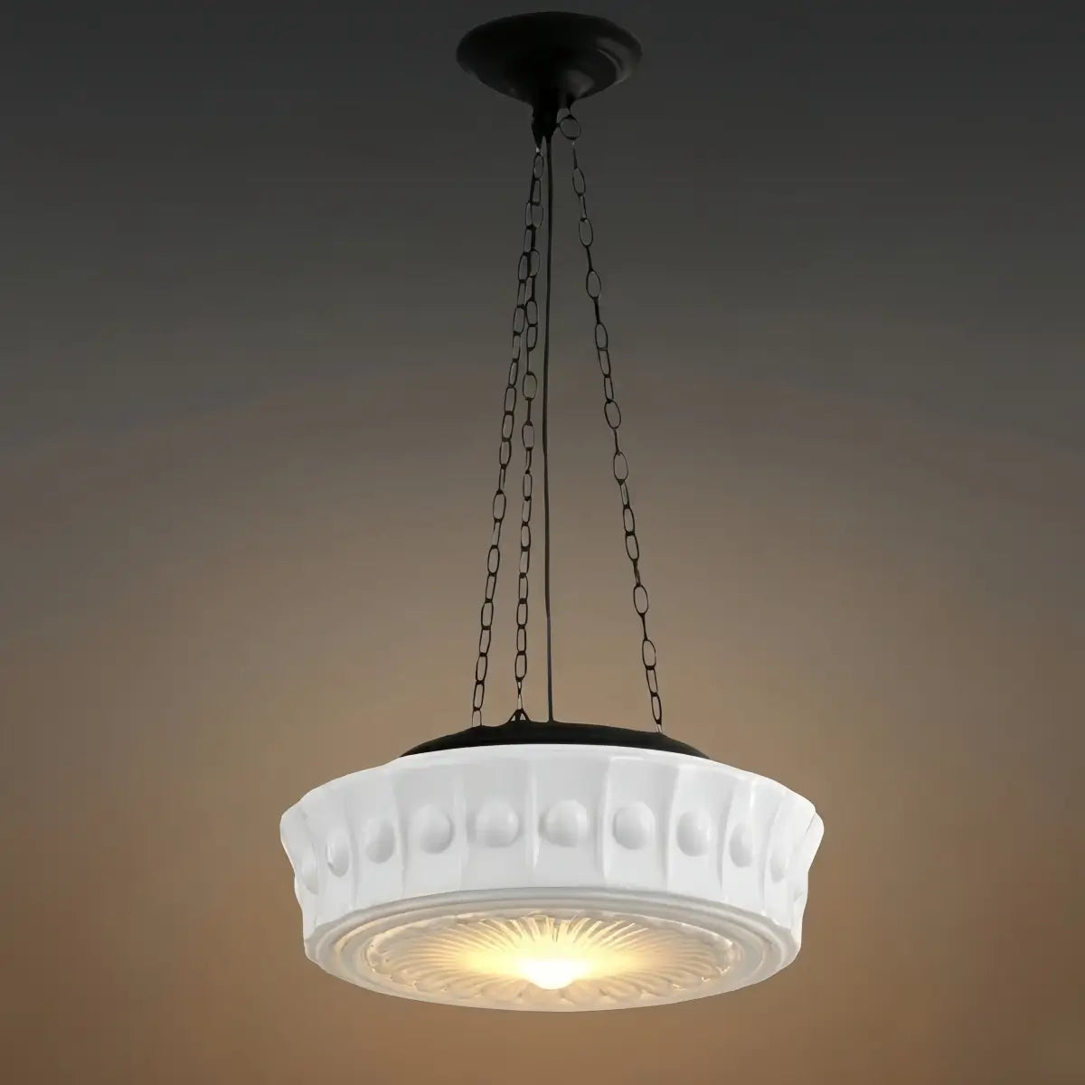 Vintage Glass Pendant Light - White/Beige for Living Room - Flindria