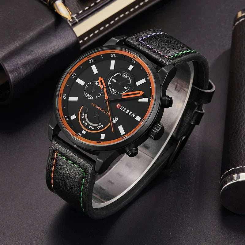 Sara Men's Quartz Watch – Stainless Steel, Leather, Water-Resistant