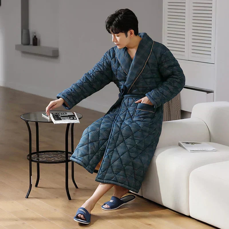 Frosthaven Quilted Winter Bathrobe — Triple-Layer Warmth Construction