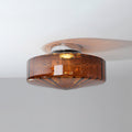 Ribbed Glass Ceiling Light — Chrome Finish, 16cm Flush Mount