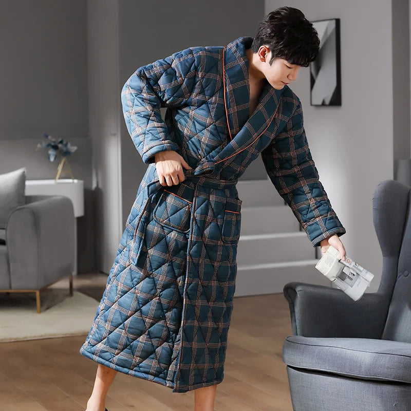 Frosthaven Quilted Winter Bathrobe — Triple-Layer Warmth Construction