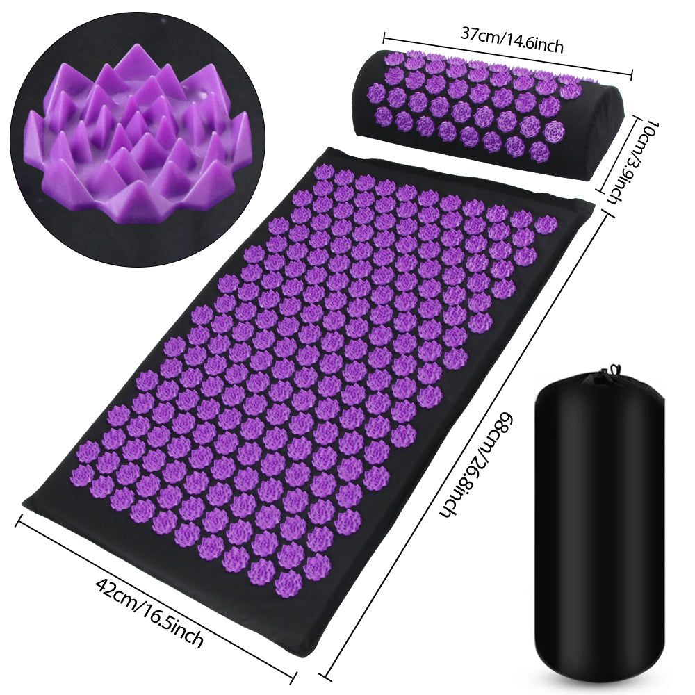 Acupressure Mat Set — Spiked Massage, Pain Relief & Stress Reduction