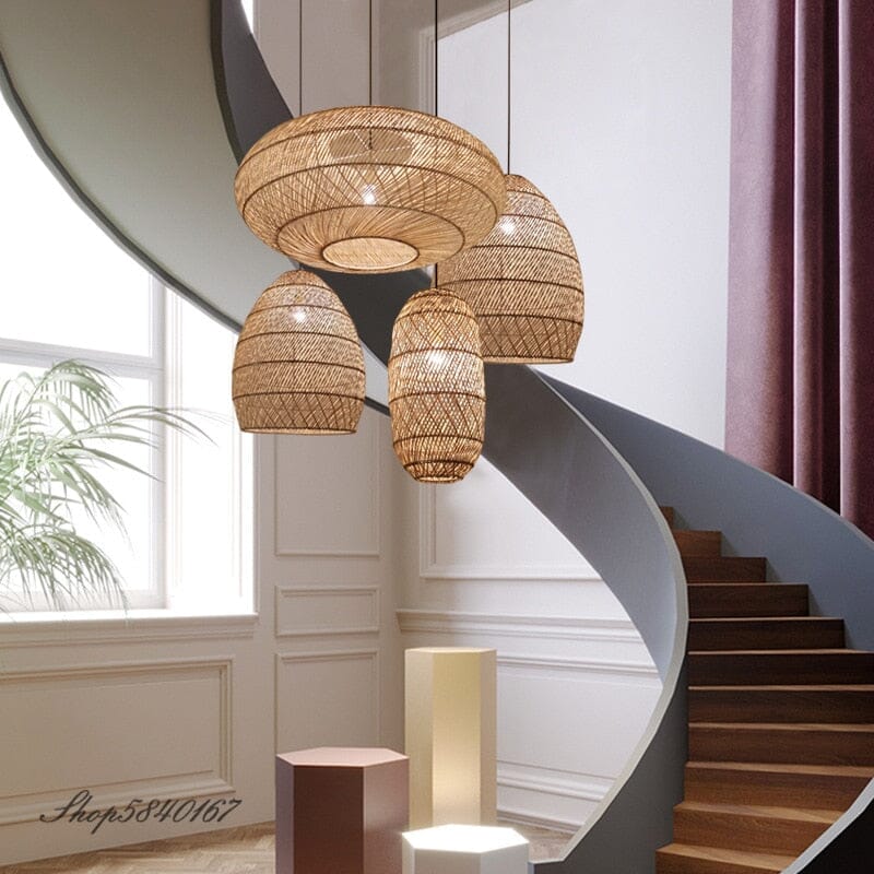 Zarela Rattan Pendant Lamp With LED Glow Adjustable Ceiling Light
