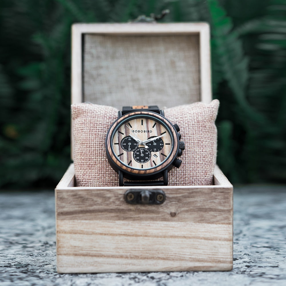 TimberLuxe träur — vattenresistent till 3 ATM, presentask ingår