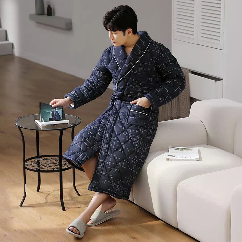Frosthaven Quilted Winter Bathrobe — Triple-Layer Warmth Construction