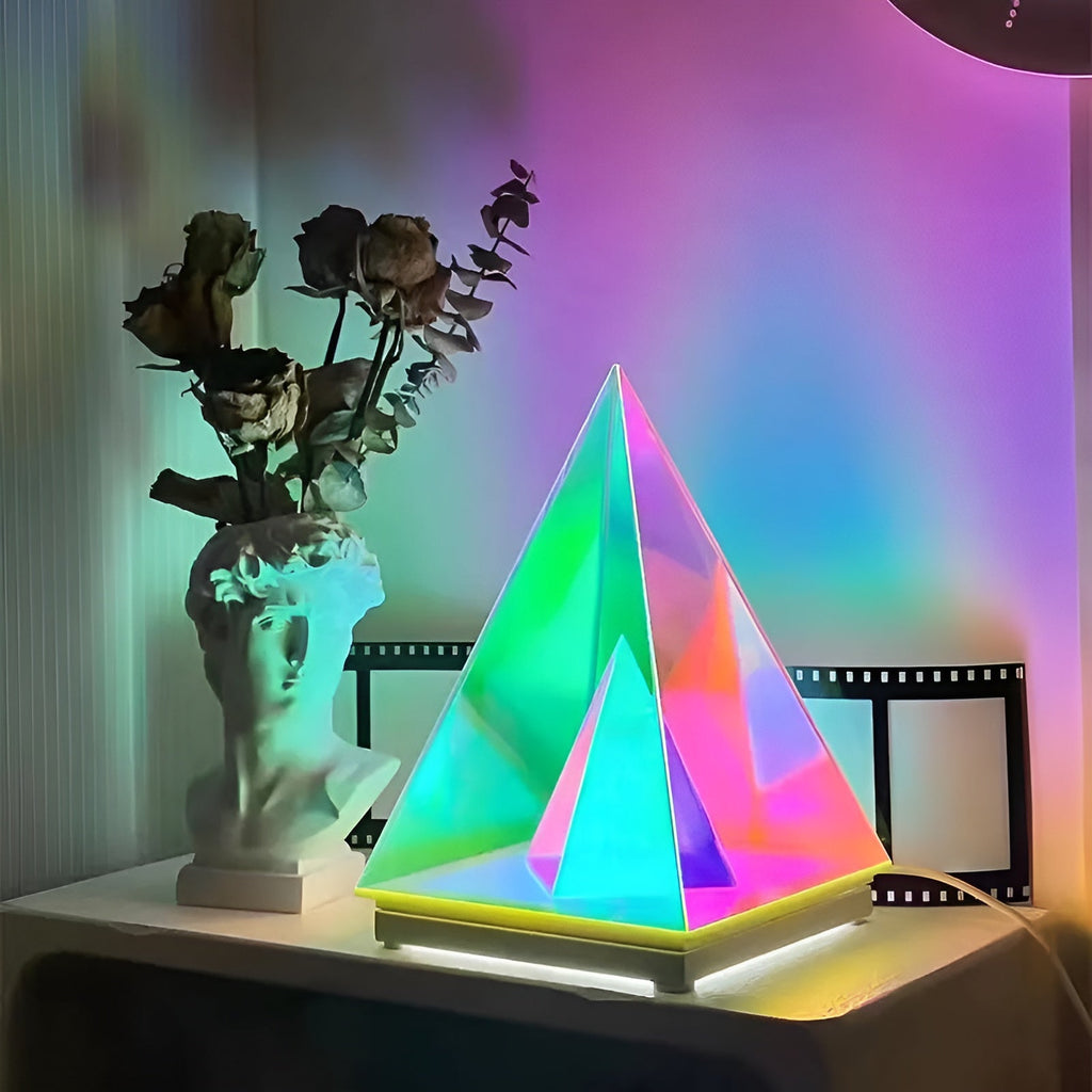 Crystal Light Pyramid — Mesmerizing Neon Color Display