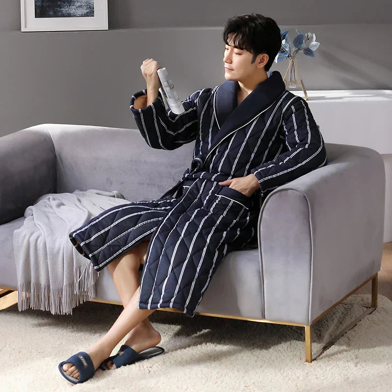 Frosthaven Quilted Winter Bathrobe — Triple-Layer Warmth Construction