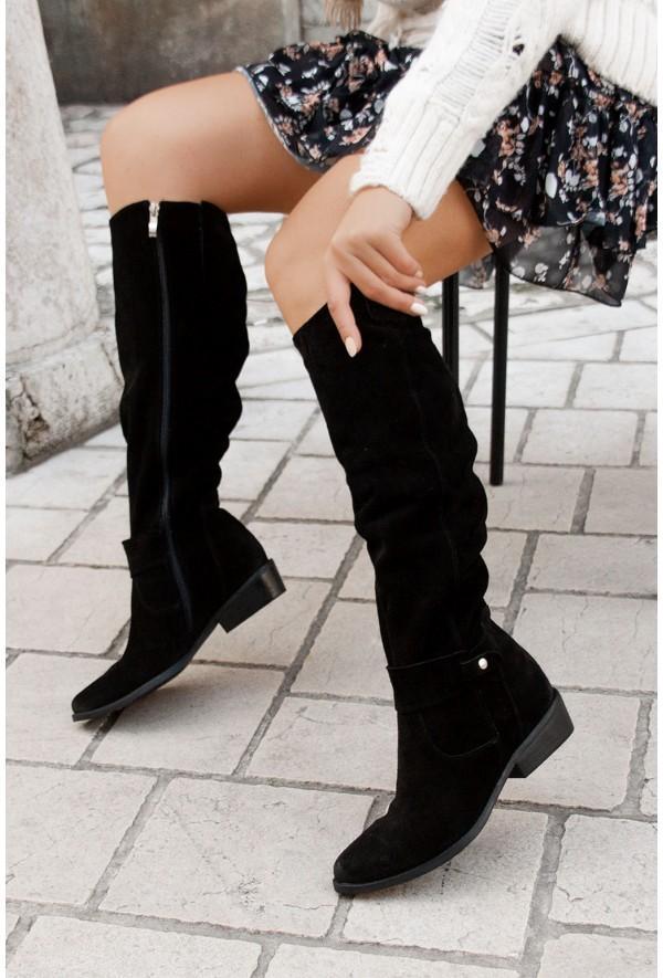 Gisela Damen-Lederstiefel mit Schaft bis zum Knie — Warm und bequem